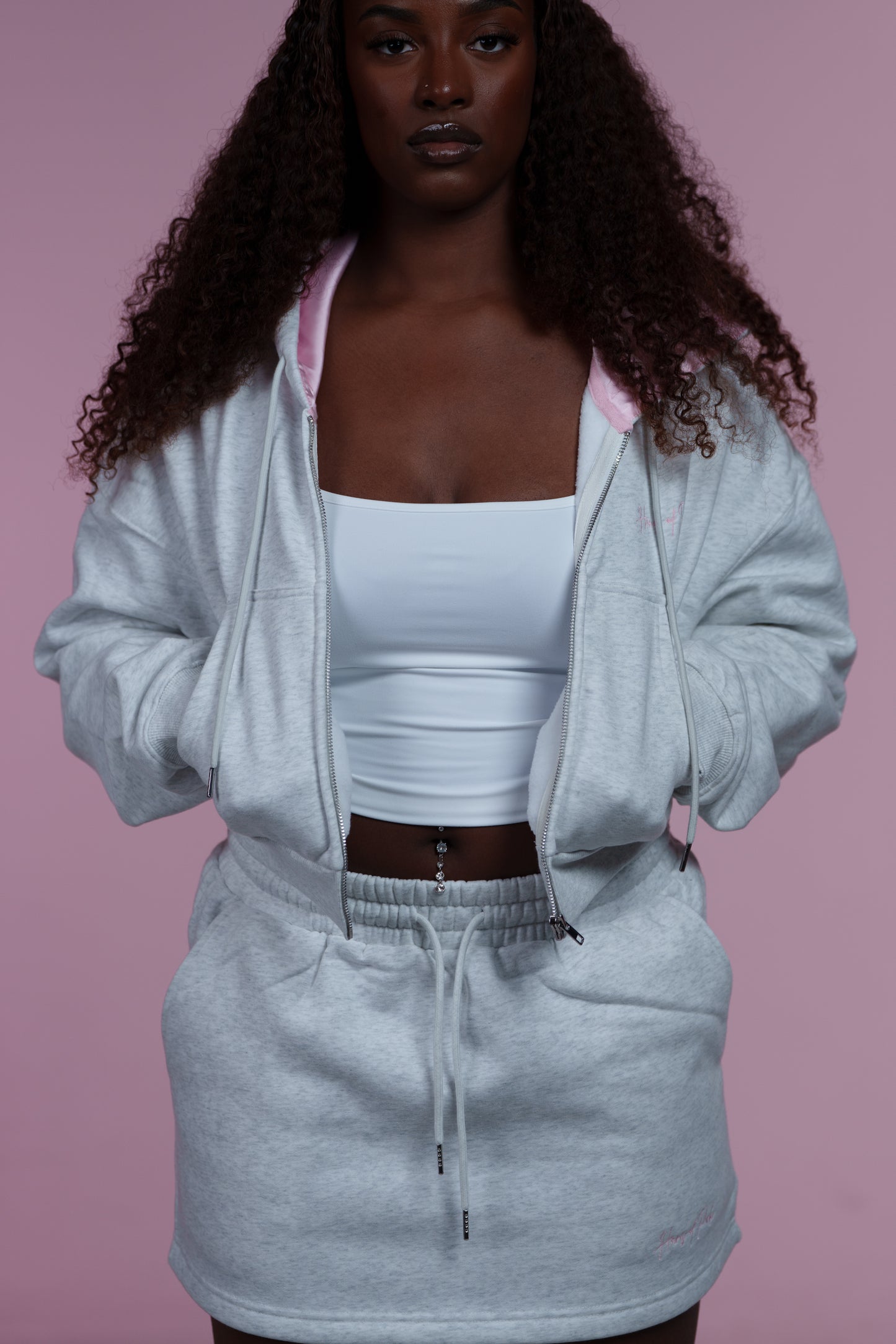 Off -duty Cropped Hoodie (Gray)